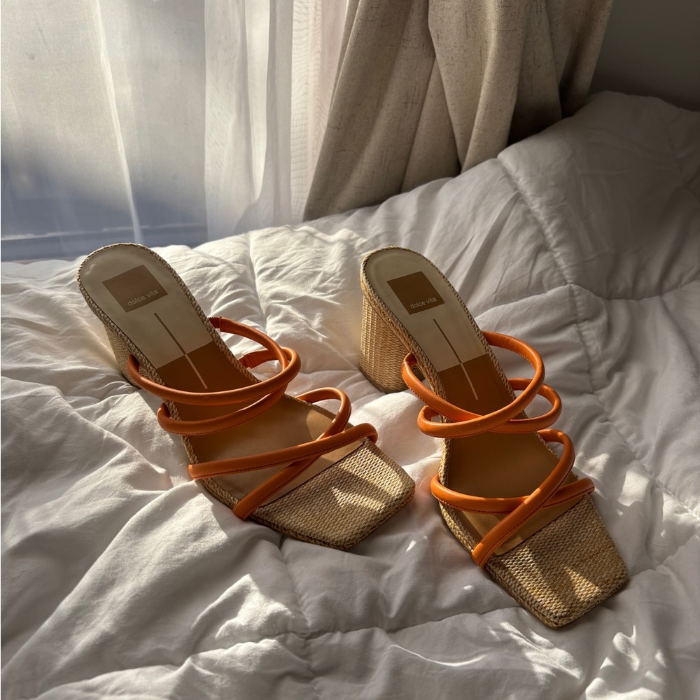 Dolce Vita Orange Strappy Sandals with Medium Heel